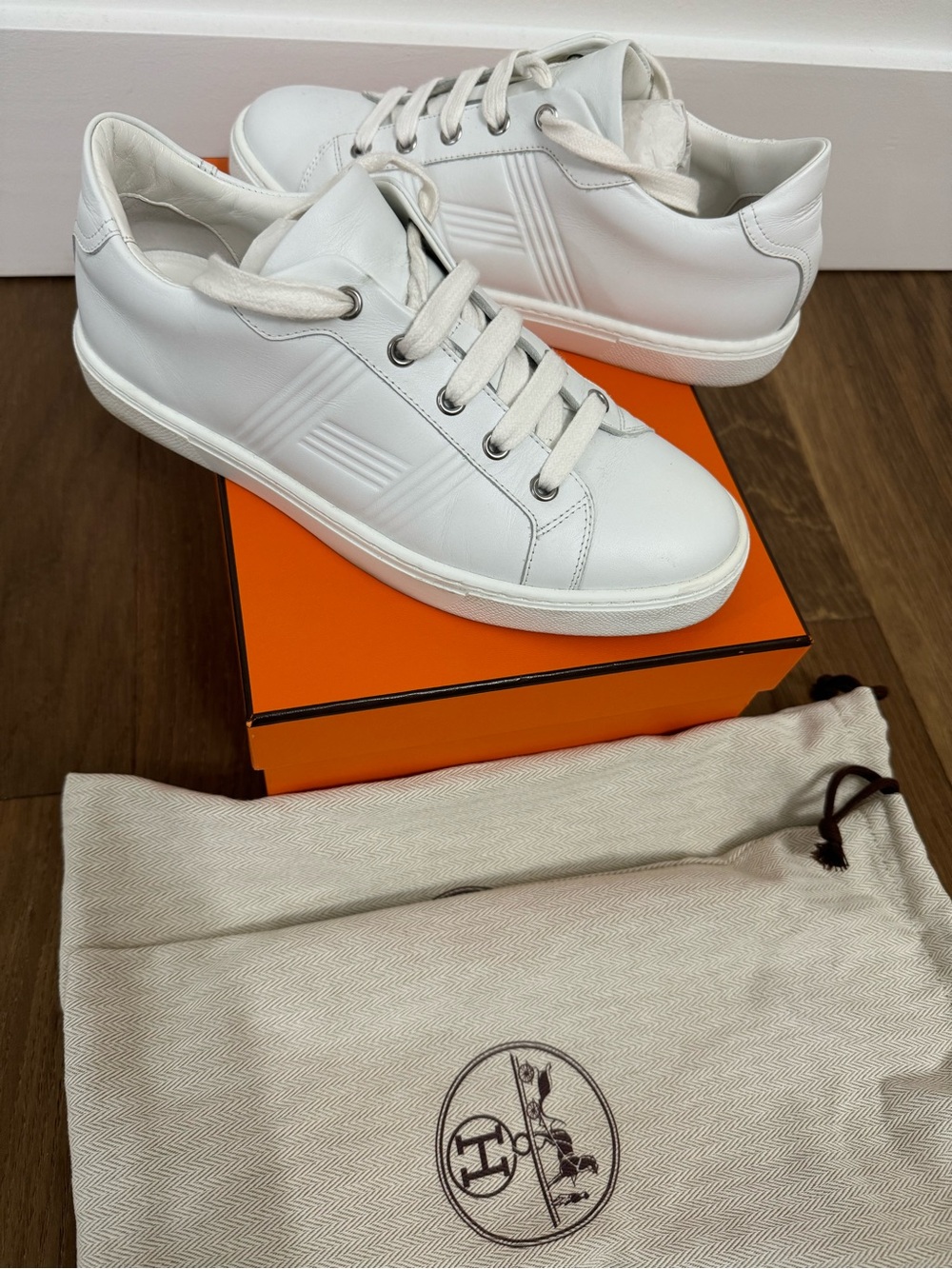 Hermes White Leather sneakers